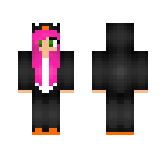 Penguin girl with pink hair