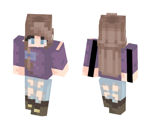 Download Free Cute Girl In Purple Shirt and Jeans Skin for Minecraft image 1 Cute Girl In Purple Shirt and Jeans - Cute Girls Minecraft Skins - image 1