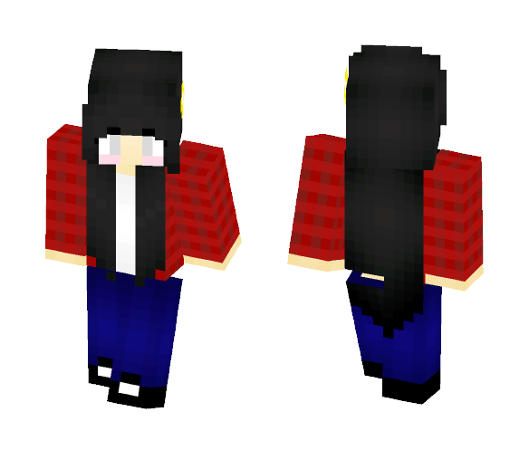 Download Free Long Black Hair Girl Skin for Minecraft image 1 Long Black Hair Girl - Color Haired Girls Minecraft Skins - image 1