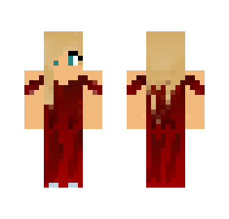 The woman in the red dress.