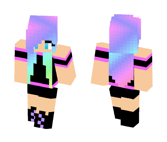 Download Free UNICORN HAIR GIRL Skin for Minecraft image 1 UNICORN HAIR GIRL - Color Haired Girls Minecraft Skins - image 1