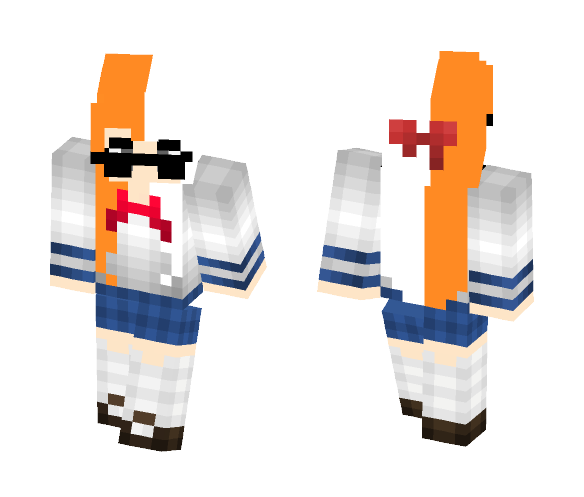 Download Free Sunglasses orange and white girl Skin for Minecraft image 1 Sunglasses orange and white girl - Girl Minecraft Skins - image 1
