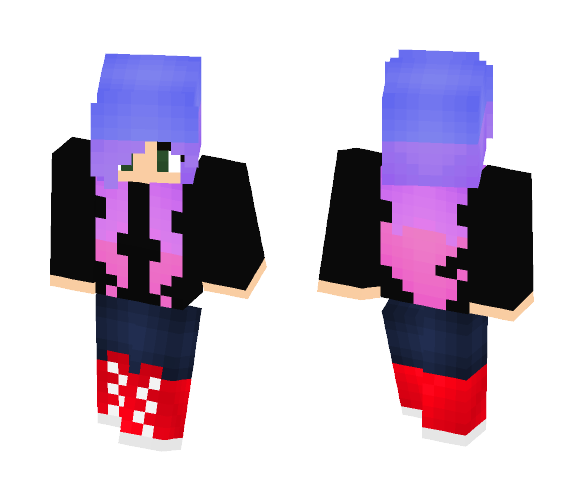 Download Free Girl // Crazy Multi-colored Hair Skin for Minecraft image 1 Girl // Crazy Multi-colored Hair - Color Haired Girls Minecraft Skins - image 1