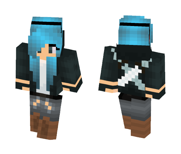Download Free Blue haired girl Skin for Minecraft image 1 Blue haired girl - Color Haired Girls Minecraft Skins - image 1