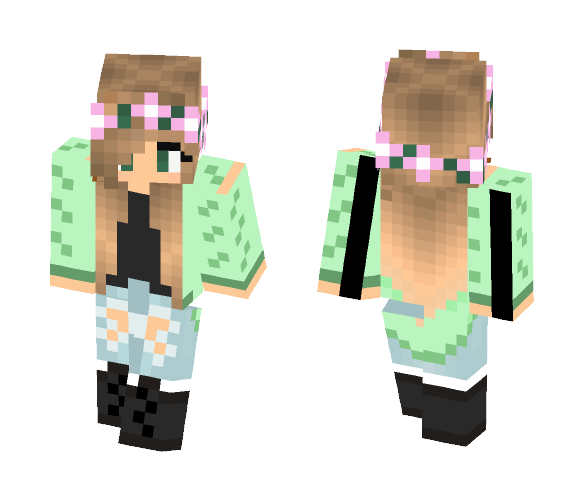 Pastel Flower Crown Cardigan - Flower Crown Minecraft Skins - image 1