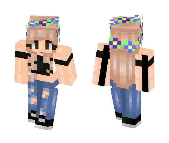 Flower Crown Girl -3rd Skin Edit - Flower Crown Minecraft Skins - image 1