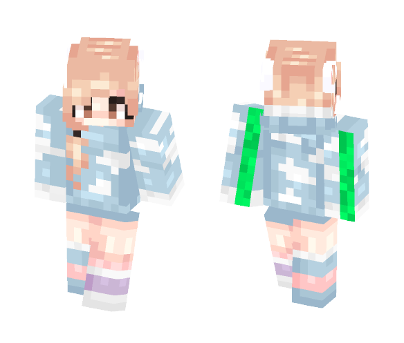 Download Free ST With PlushCat Skin for Minecraft image 1 ST With PlushCat - Female Minecraft Skins - image 1