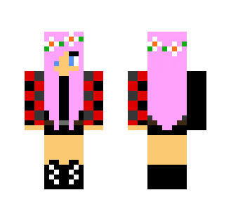 Pink haired flower girl - Color Haired Girls Minecraft Skins - image 2