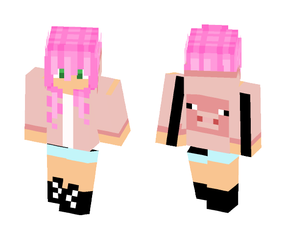 Download Free Girl in Pig Hoodie Skin for Minecraft image 1 Girl in Pig Hoodie - Girl Minecraft Skins - image 1