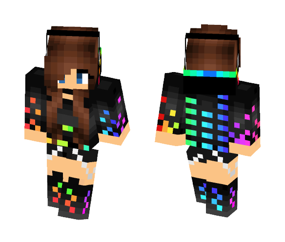 Download Free Rainbow DJ girl Skin for Minecraft image 1 Rainbow DJ girl - Girl Minecraft Skins - image 1