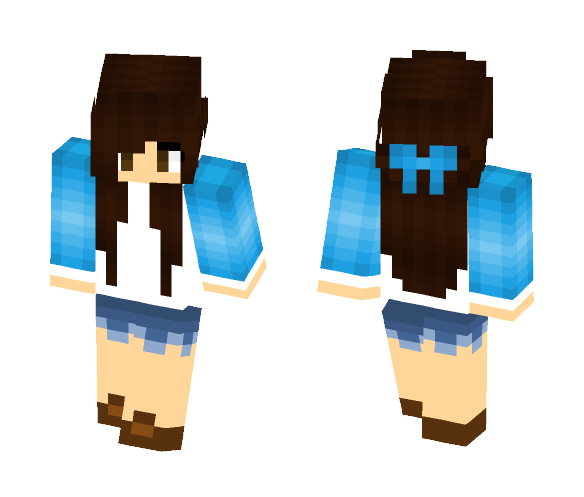 Blue bow :3 - Female Minecraft Skins - image 1