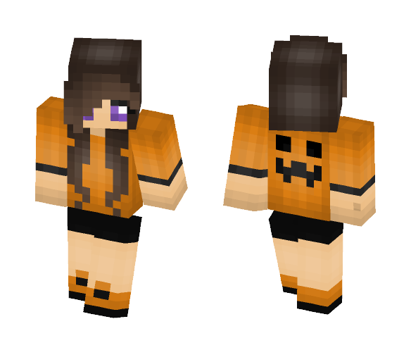 Download Free Pumpkin Sweater Girl Skin for Minecraft image 1 Pumpkin Sweater Girl - Girl Minecraft Skins - image 1