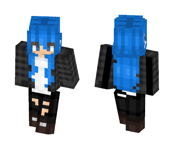 Blue Haired Girl - Color Haired Girls Minecraft Skins - image 1