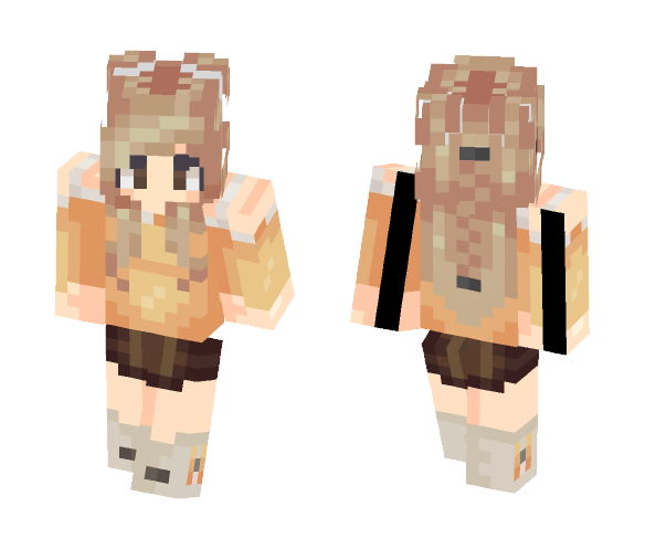 Download Free Blonde Girl with an orange sweater Skin for Minecraft image 1 Blonde Girl with an orange sweater - Girl Minecraft Skins - image 1