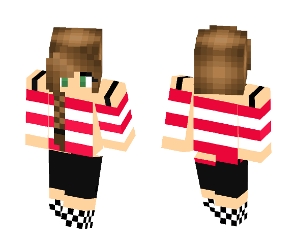cute braided hair girl - Color Haired Girls Minecraft Skins - image 1