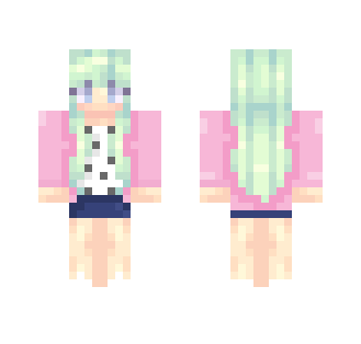 Mint Hair Girl Pretty - Color Haired Girls Minecraft Skins - image 2