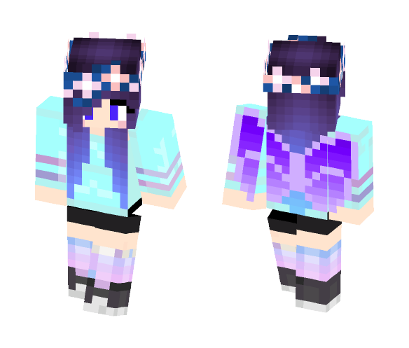Ombre Hair Girl Wings - Color Haired Girls Minecraft Skins - image 1