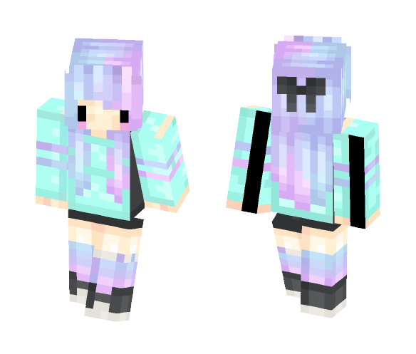 Download Free Cotton Candy Hair Girl Skin for Minecraft image 1 Cotton Candy Hair Girl - Color Haired Girls Minecraft Skins - image 1