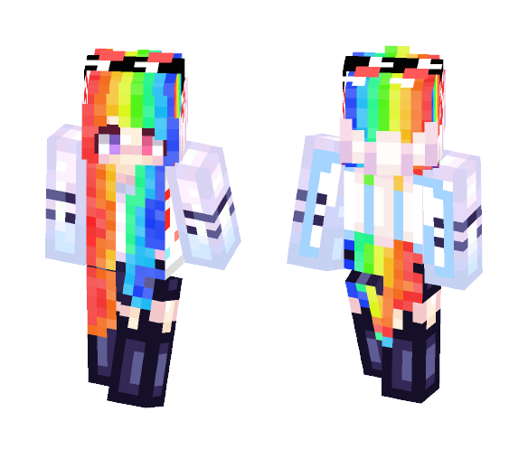 Download Free Rainbow Gal 2.0 school girl style Skin for Minecraft image 1 Rainbow Gal 2.0 school girl style - Girl Minecraft Skins - image 1