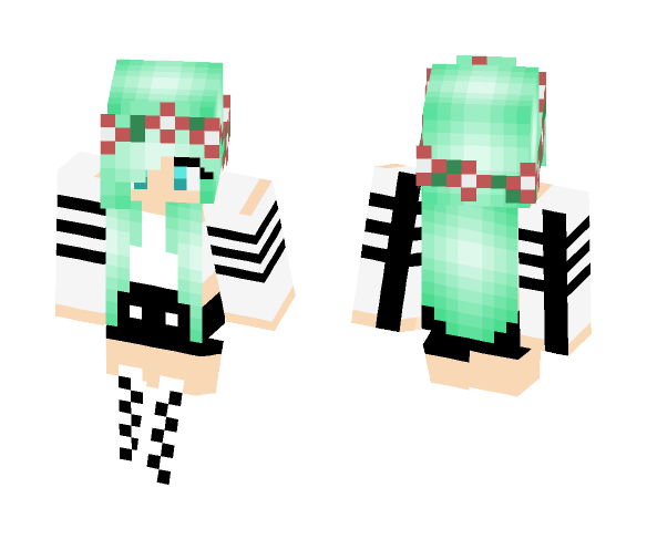 Download Free Green hair girl Skin for Minecraft image 1 Green hair girl - Color Haired Girls Minecraft Skins - image 1