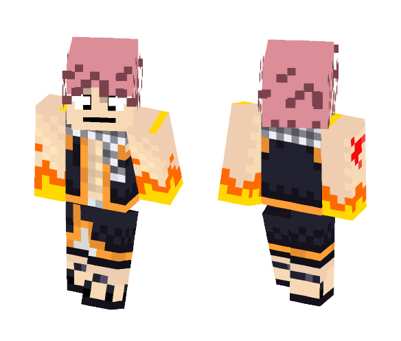Download Free Natsu Dragneel w/ Fire Skin for Minecraft image 1 Natsu Dragneel w/ Fire - Male Minecraft Skins - image 1