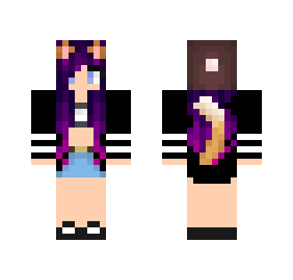 cute kitty purple haired girl