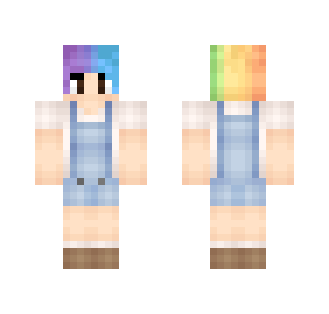 Rainbow Hair & Overalls - Female Minecraft Skins - image 2