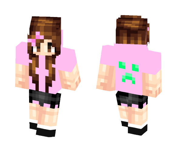 Download Free Pink Hoodie Girl Skin for Minecraft image 1 Pink Hoodie Girl - Girl Minecraft Skins - image 1