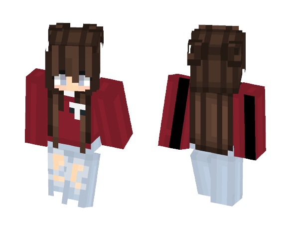 otαkαnnα ,, burgundy alien mcig - Female Minecraft Skins - image 1