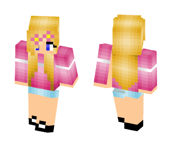 Download Free Pink Shawl Tumblr Girl Skin for Minecraft image 1 Pink Shawl Tumblr Girl - Girl Minecraft Skins - image 1