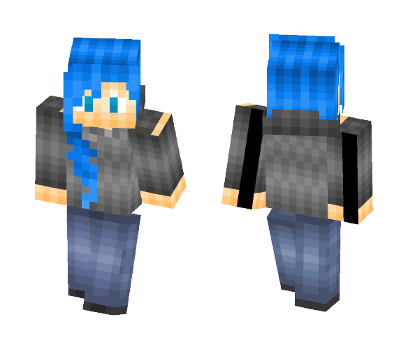 Download Free | Girl | Blue Hair | Hoodie Skin for Minecraft image 1 | Girl | Blue Hair | Hoodie - Color Haired Girls Minecraft Skins - image 1