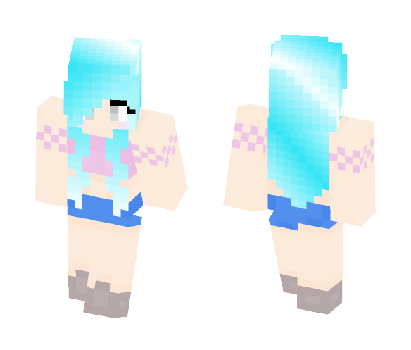 Download Free Girl, Blue Hair Skin for Minecraft image 1 Girl, Blue Hair - Color Haired Girls Minecraft Skins - image 1