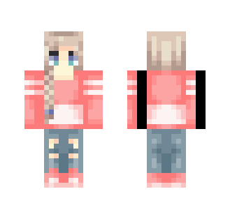 Pinkish sweater idk thinhgy