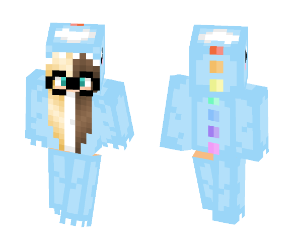 Blue Dino Onesie With Glasses - Female Minecraft Skins - image 1