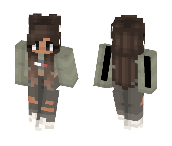 Cute green top & ripped jeans - Female Minecraft Skins - image 1