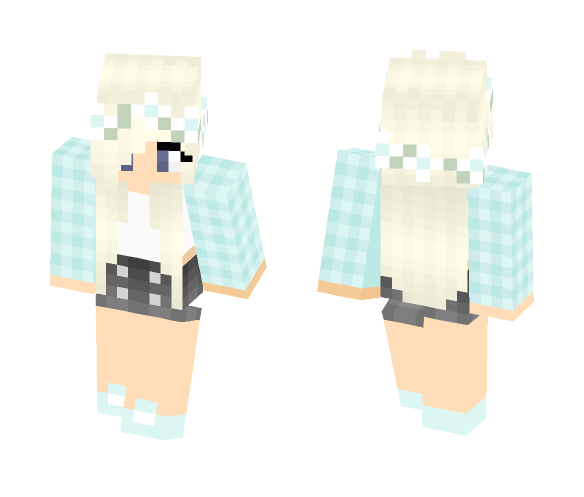 Download Free Light blue flannel /w flower crown Skin for Minecraft image 1 Light blue flannel /w flower crown - Flower Crown Minecraft Skins - image 1