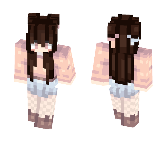 Dark hair cute girl - Color Haired Girls Minecraft Skins - image 1