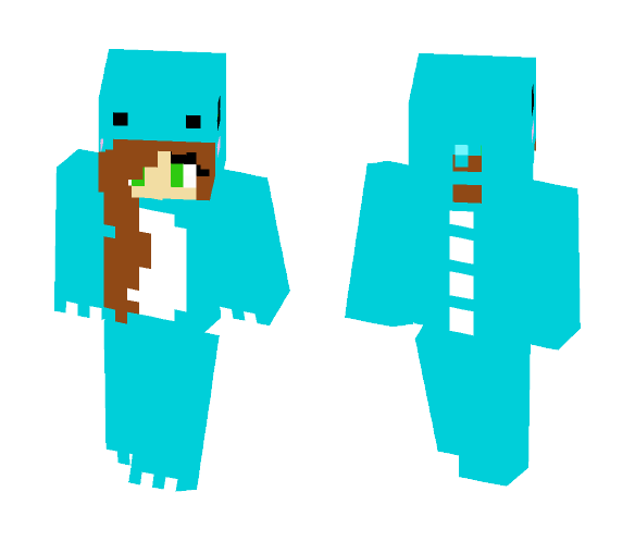 Download Free Blue girl -Dinosaur Onesie Skin for Minecraft image 1 Blue girl -Dinosaur Onesie - Girl Minecraft Skins - image 1