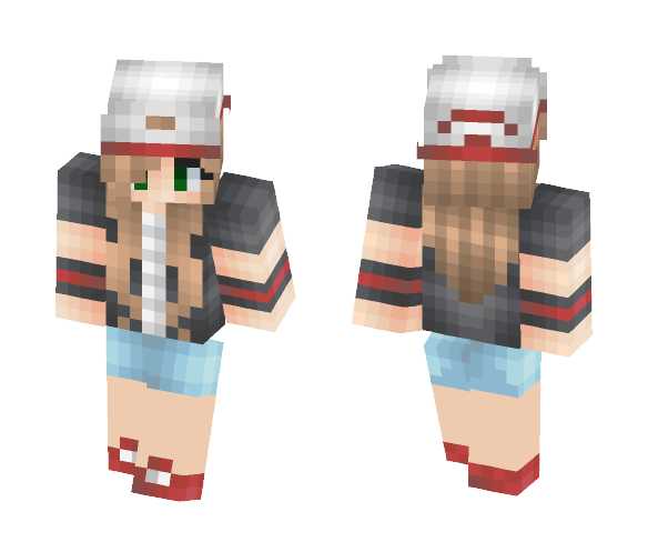 Download Free Pokemon Trainer Green *Long Hair* Skin for Minecraft image 1 Pokemon Trainer Green *Long Hair* - Female Minecraft Skins - image 1