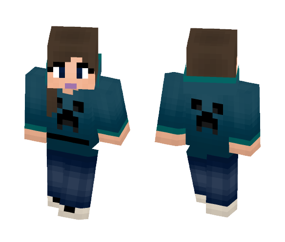 [V!x€μ] Dark Blue Creeper Hoodie - Female Minecraft Skins - image 1