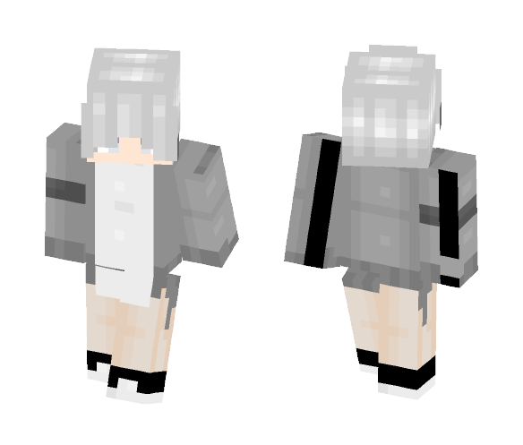 Download Free White hair grey cardigan Skin for Minecraft image 1 White hair grey cardigan - Male Minecraft Skins - image 1