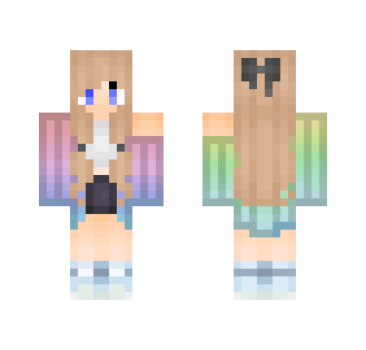 Girl / Brown Hair / Rainbow Outfit