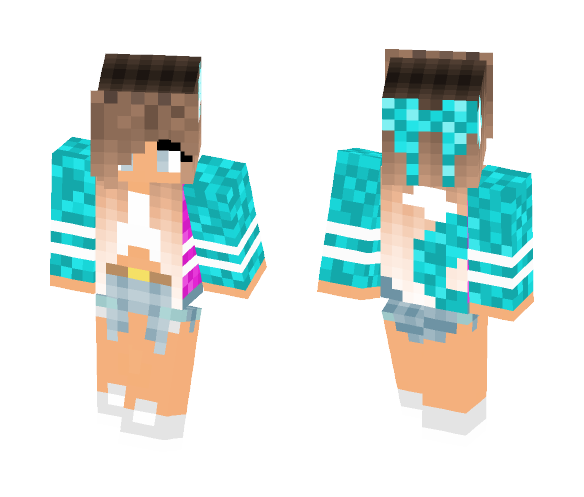 Download Free Blue Wolfy Girls Skin for summer Skin for Minecraft image 1 Blue Wolfy Girls Skin for summer - Female Minecraft Skins - image 1