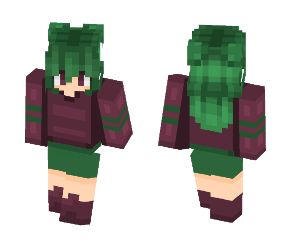 green hair, cool - Female Minecraft Skins - image 1
