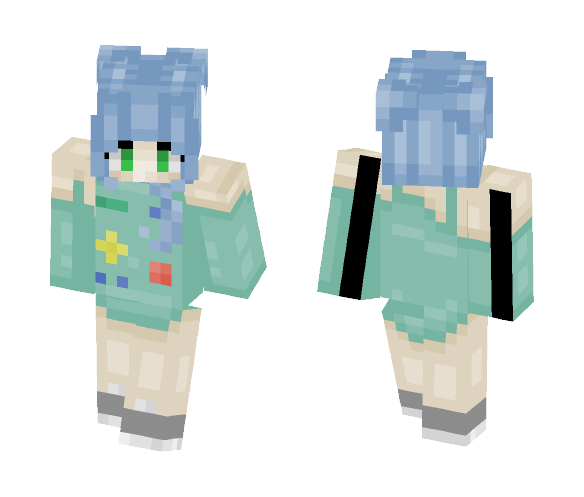Download Free Nerd girl /w BMO Shirt + Buns Skin for Minecraft image 1 Nerd girl /w BMO Shirt + Buns - Girl Minecraft Skins - image 1