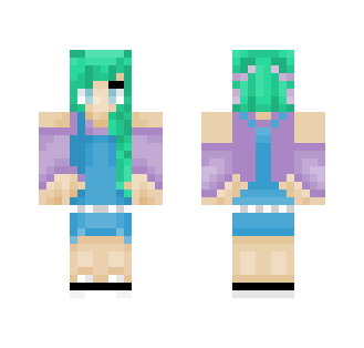 Purple/Green Farm Girl W/ Buns - Girl Minecraft Skins - image 2
