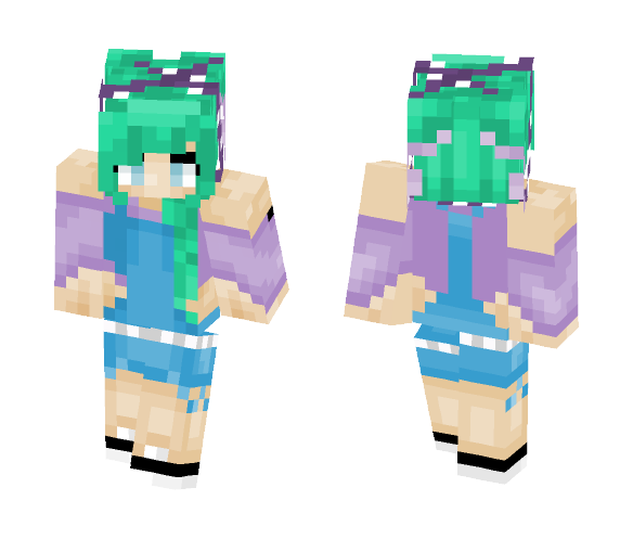Download Free Purple/Green Farm Girl W/ Buns Skin for Minecraft image 1 Purple/Green Farm Girl W/ Buns - Girl Minecraft Skins - image 1