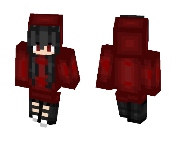Black haired girl in a Red hoodie. - Color Haired Girls Minecraft Skins - image 1
