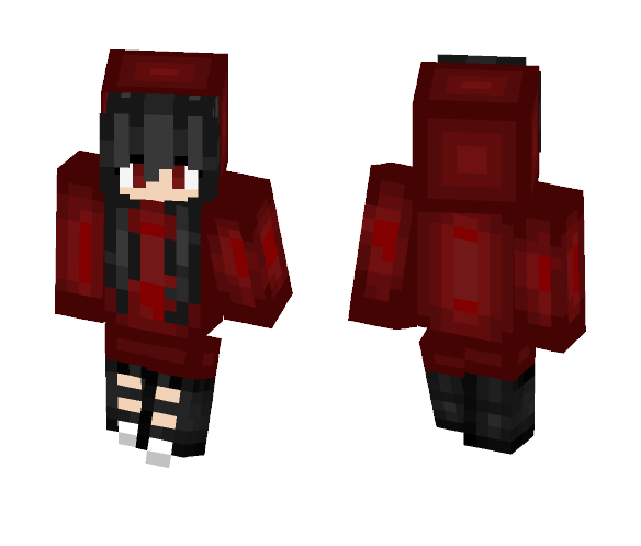 Download Free Black haired girl in a Red hoodie. Skin for Minecraft image 1 Black haired girl in a Red hoodie. - Color Haired Girls Minecraft Skins - image 1