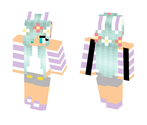 Download Free Summer Girl w/ bunny ears Skin for Minecraft image 1 Summer Girl w/ bunny ears - Girl Minecraft Skins - image 1